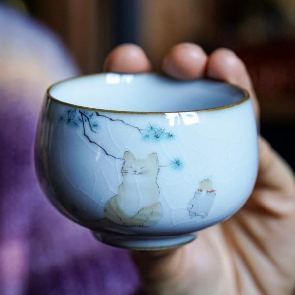 Пиала «Кот и чайник» керамика Жу Яо 95 мл фото