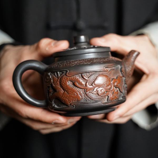 Чайник из Гуанси «Нисин Тао» резной 210 мл фото