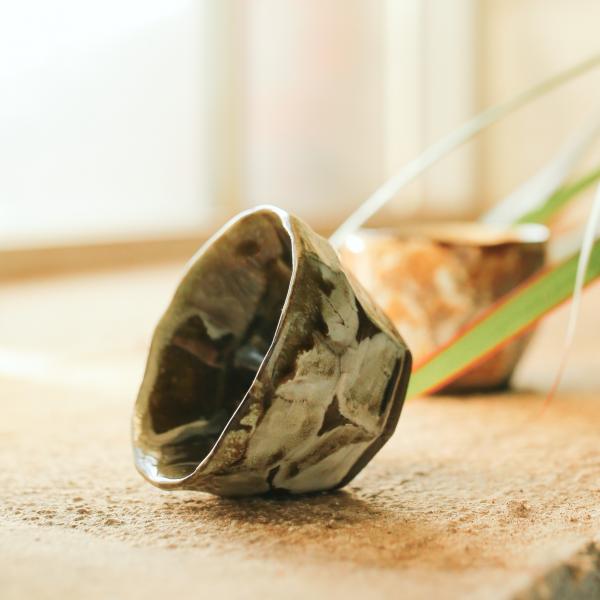 Пиала «Бело-зелёная» керамика 40 мл фото