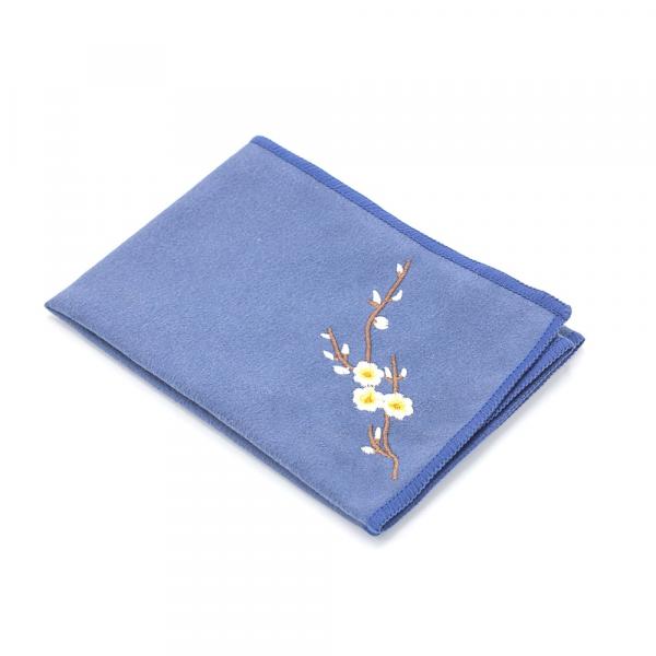 Чайное полотенце «Цветущая Камелия» синее 30х30 см фото