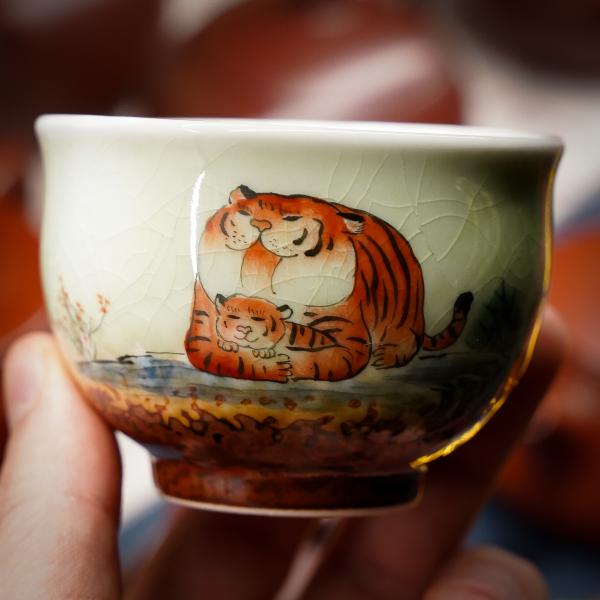 Пиала «Тигры 2» Цзиндэчжэнь керамика 120 мл фото