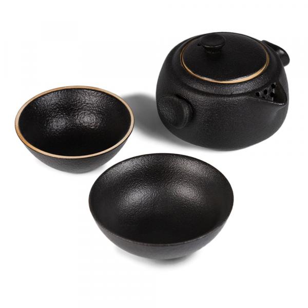 Походный чайный набор «Яйцо дракона» черный (4 предмета)
