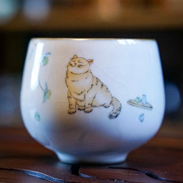 Пиала «Довольный кот 2» керамика Жу Яо 120 мл фото