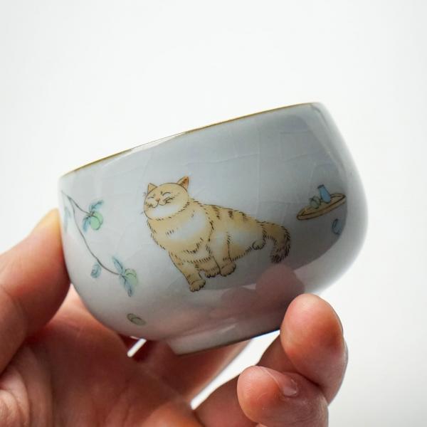 Пиала «Довольный кот» керамика Жу Яо 95 мл фото